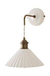 ValueLights Burford White Ceramic Ribbed Adjustable Drop Wall Light with Bulb in Cream - thumbnail 5