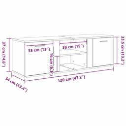 Berkfield Home TV Cabinet Concrete Grey 120x34x37 cm Engineered Wood - Size: 120 x 34 x 37 cm - thumbnail 9