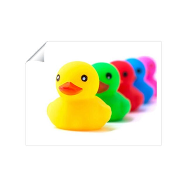 "Warren Reed - Designer Colourful Ducks In A Row Unframed Art Print - Size: W16"" x H24""" - image 1