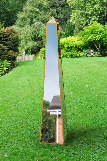 MirrorOutlet Gold Metal Edged Mirrored Garden Ornament (150CM X 30CM X 30CM) - Size: 1 Pack - image 1