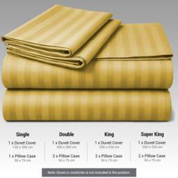 Pamposh Luxury Embossed Stripes Duvet Cover Set in Yellow - Size: Super King - thumbnail 8