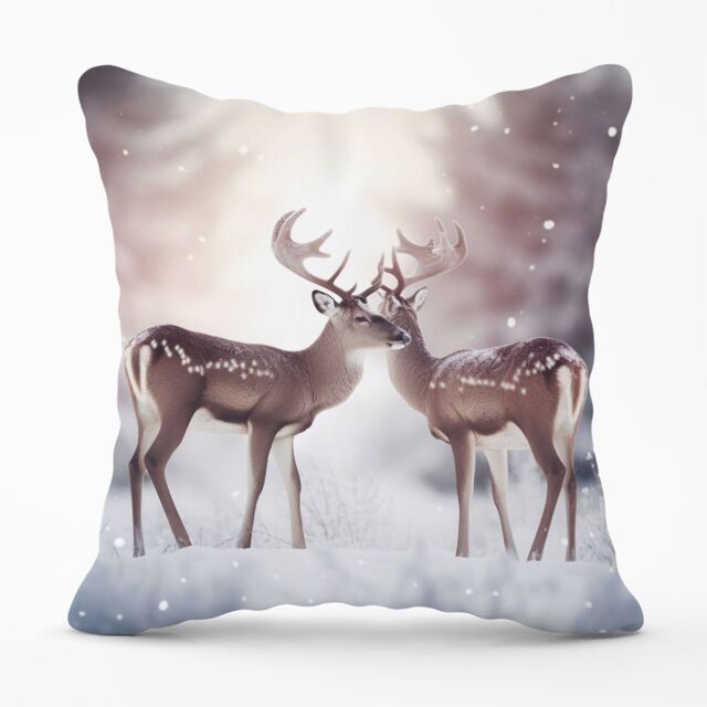 Warren Reed - Designer Reindeer In The Snow Cushions - Size: 60 cm x 60 cm - image 1