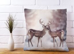 Warren Reed - Designer Reindeer In The Snow Cushions - Size: 60 cm x 60 cm - thumbnail 2