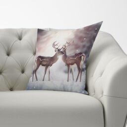 Warren Reed - Designer Reindeer In The Snow Cushions - Size: 60 cm x 60 cm - thumbnail 3