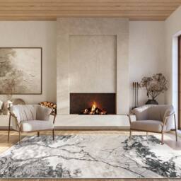 Desire Rugs Elysium Modern Abstract Living Room Area Rug Metallic Sheen - Huracan in Grey - Size: 200 cm x 290 cm - thumbnail 1