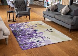 Benjamin Tate Design Purple Flowers Rug in Natural - Size: Large - thumbnail 2