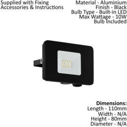Loops 2 PACK IP65 Outdoor Wall Flood Light Black Adjustable 10W LED Porch Lamp - thumbnail 2