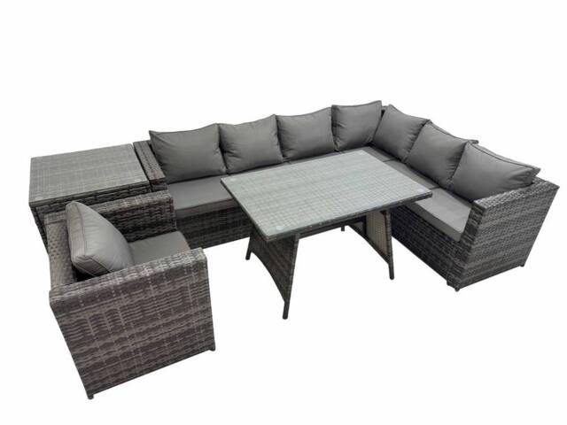Fimous Patio Furniture Sets with Dining Table Chair Side Table in Dark Grey - image 1