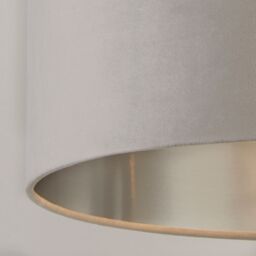 Lighting Collection Light Grey Velvet Drum Shade Silver Inner D45Cm Lamp Shade - thumbnail 4