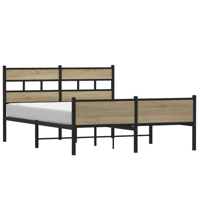 Berkfield Home Metal Bed Frame without Mattress Sonoma Oak 160x200 cm in Brown - image 1