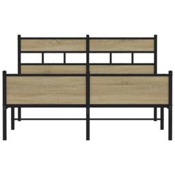 Berkfield Home Metal Bed Frame without Mattress Sonoma Oak 160x200 cm in Brown - thumbnail 4