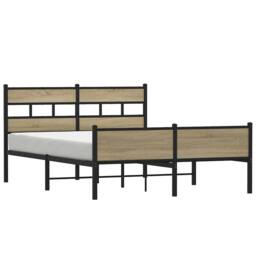 Berkfield Home Metal Bed Frame without Mattress Sonoma Oak 160x200 cm in Brown - thumbnail 1