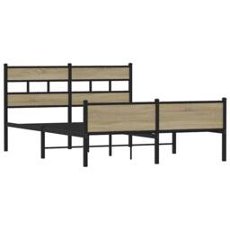Berkfield Home Metal Bed Frame without Mattress Sonoma Oak 160x200 cm in Brown - thumbnail 3