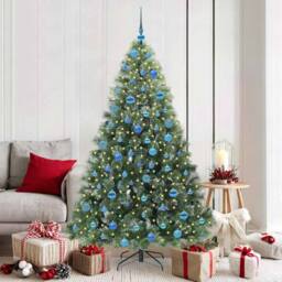 Berkfield Home Realistic Artificial Christmas Tree with 300 LEDs Green 180 cm PE - thumbnail 2