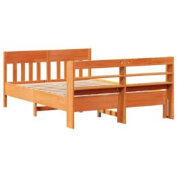 Berkfield Home Bed Frame without Mattress Wax Brown 135x190 cm Double Solid Wood Pine - thumbnail 6