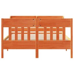 Berkfield Home Bed Frame without Mattress Wax Brown 135x190 cm Double Solid Wood Pine - thumbnail 4
