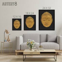"Artery8 Bronze Gold Head of Buddha Reijer Stolk Framed Canvas Wall Art Print in Black - Size: W12"" x H16""" - thumbnail 4