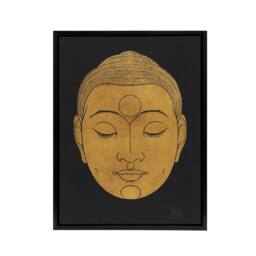"Artery8 Bronze Gold Head of Buddha Reijer Stolk Framed Canvas Wall Art Print in Black - Size: W12"" x H16""" - thumbnail 1