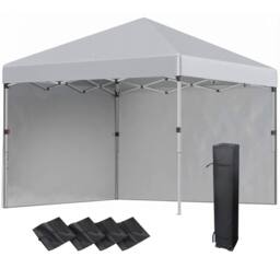 OUTSUNNY 3x3 M Pop Up Gazebo Party Tent, 2 Sidewalls, Weight Bags Light Grey - thumbnail 2