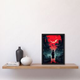 Artery8 Wall Art Print Tokyo Midnight Cyberpunk Conceptual Cityscape Framed Art Picture in Red - Size: A4 - thumbnail 4