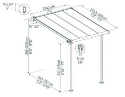Palram Patio Cover Sierra 2.3X2.3 Clear - L224.5 x W224 x H300 - Grey - thumbnail 2
