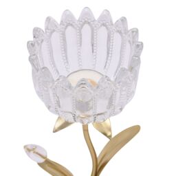 Hestia Single Stem Candle Holder WIth Clear Glass On Gold Base - thumbnail 3