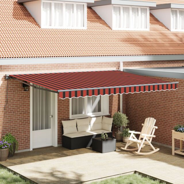 Berkfield Home Retractable Awning Manual Orange & Brown 450x300 cm in Blue - image 1