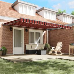Berkfield Home Retractable Awning Manual Orange & Brown 450x300 cm in Blue - thumbnail 3