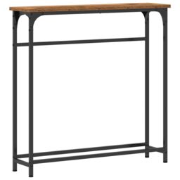 Berkfield Home Console Table Old Wood 75x19, 5x75 cm Engineered Wood & Steel in Brown - thumbnail 2