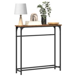 Berkfield Home Console Table Old Wood 75x19, 5x75 cm Engineered Wood & Steel in Brown - thumbnail 3