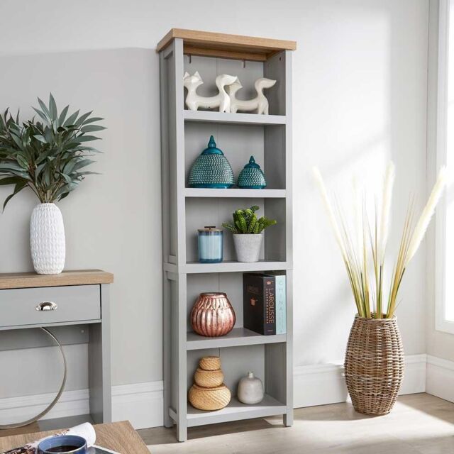Home Source Avon Low 3 Shelves Bookcase Storage Unit Living Room 36mm Top in Grey - image 1