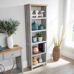 Home Source Avon Low 3 Shelves Bookcase Storage Unit Living Room 36mm Top in Grey - thumbnail 2