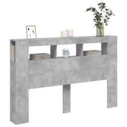 Berkfield Home LED Headboard Concrete Grey 160x18.5x103.5 cm Engineered Wood - thumbnail 4