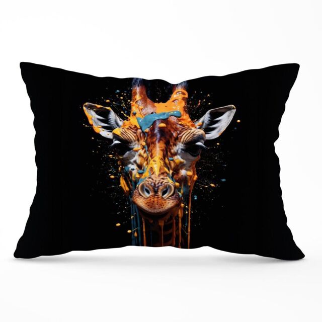 Warren Reed - Designer Giraffe Face Splashart Cushions in Orange - Size: 60 cm x 60 cm - image 1
