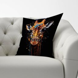 Warren Reed - Designer Giraffe Face Splashart Cushions in Orange - Size: 60 cm x 60 cm - thumbnail 2