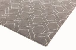 The Rug Shop UK Silver Handmade Geometric Cheque Luxurious Easy to Clean Rug - Size: 120 cm x 170 cm - thumbnail 2