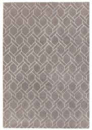 The Rug Shop UK Silver Handmade Geometric Cheque Luxurious Easy to Clean Rug - Size: 120 cm x 170 cm - thumbnail 6