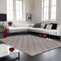 The Rug Shop UK Silver Handmade Geometric Cheque Luxurious Easy to Clean Rug - Size: 120 cm x 170 cm