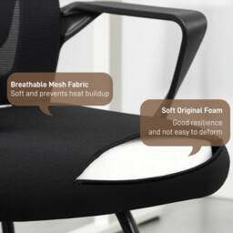 HOMCOM Desk Chair No Wheels, Meeting Chair with Mesh Back for Waiting Room in Black - thumbnail 5