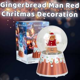 VFM e-Store Christmas Snow Globe Light Up Blower 18cm Gingerbread Man Red X 1 in Pink - thumbnail 3
