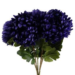 Leaf Pack of 6 x 75cm Artificial Extra Reflex Chrysanthemum Purple - Size: 6 x 75 cm - thumbnail 3