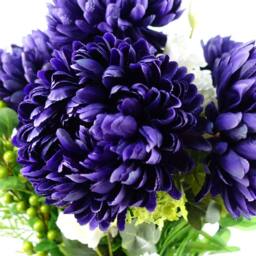 Leaf Pack of 6 x 75cm Artificial Extra Reflex Chrysanthemum Purple - Size: 6 x 75 cm - thumbnail 2
