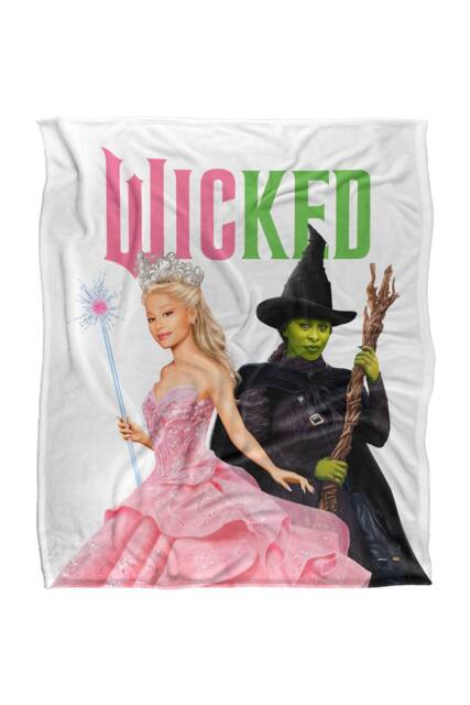 NBCU Wicked Pink & Green Glinda & Elphaba Witches Blanket - Size: Small - image 1