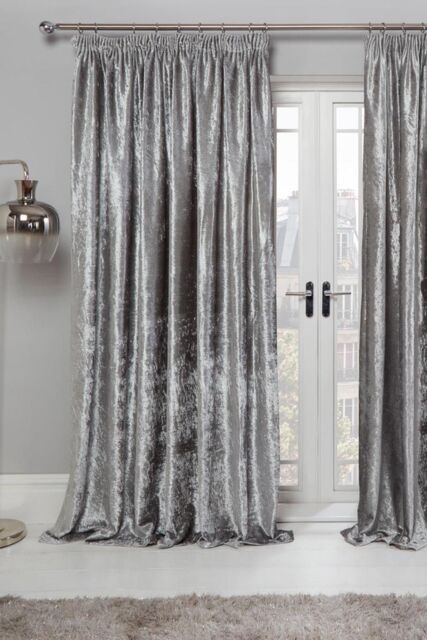 Crushed Velvet Pair of Pencil Pleat Curtains