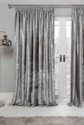 Crushed Velvet Pair of Pencil Pleat Curtains - thumbnail 1