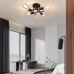 COMELY Vintage Semi Flush Mount 4 Light Ceiling Lights, Industrial Chandelier in Black - thumbnail 3