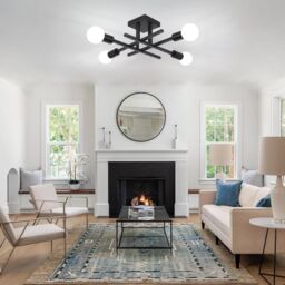 COMELY Vintage Semi Flush Mount 4 Light Ceiling Lights, Industrial Chandelier in Black - thumbnail 6