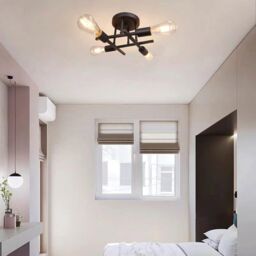 COMELY Vintage Semi Flush Mount 4 Light Ceiling Lights, Industrial Chandelier in Black - thumbnail 5