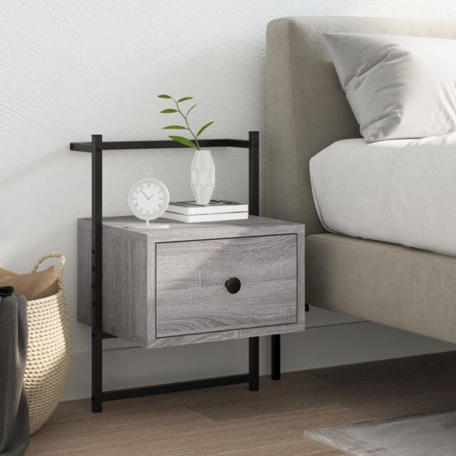 Berkfield Home Bedside Cabinet Wall-mounted Grey Sonoma 35x30x51 cm Engineered Wood - Size: 35 x 30 x 51 cm - image 1
