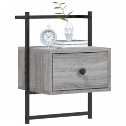 Berkfield Home Bedside Cabinet Wall-mounted Grey Sonoma 35x30x51 cm Engineered Wood - Size: 35 x 30 x 51 cm - thumbnail 4